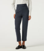 High Waisted Tapered Stripe Work Trousers with Pockets — Navy Pinstripe — view 4