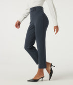 High Waisted Tapered Stripe Work Trousers with Pockets — Navy Pinstripe — view 1