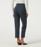 High Waisted Tapered Stripe Work Trousers with Pockets — Navy Pinstripe — view 2
