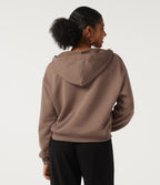 Hooded Long Sleeve Fleece Casual Sweatshirt with Pocket — Mocha Mousse — view 2