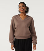 Hooded Long Sleeve Fleece Casual Sweatshirt with Pocket — Mocha Mousse — view 1