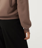 Hooded Long Sleeve Fleece Casual Sweatshirt with Pocket — Mocha Mousse — view 7