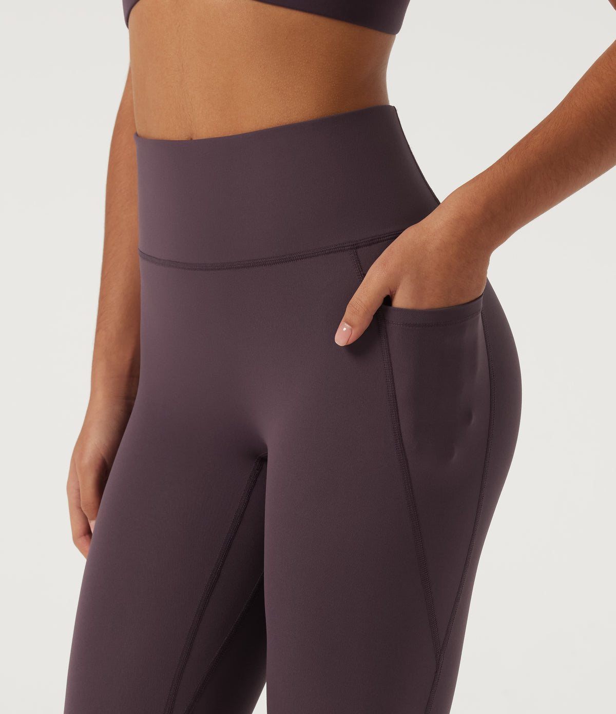 Quick Dry High Waisted Running Leggings with Pockets — Dusky Evening purple — view 4