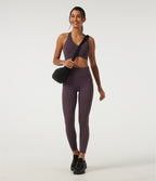 Quick Dry High Waisted Running Leggings with Pockets — Dusky Evening purple — view 7