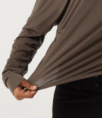 One Shoulder Long Sleeve Casual Wool-Blend Top — Hearth Nut Brown — view 8