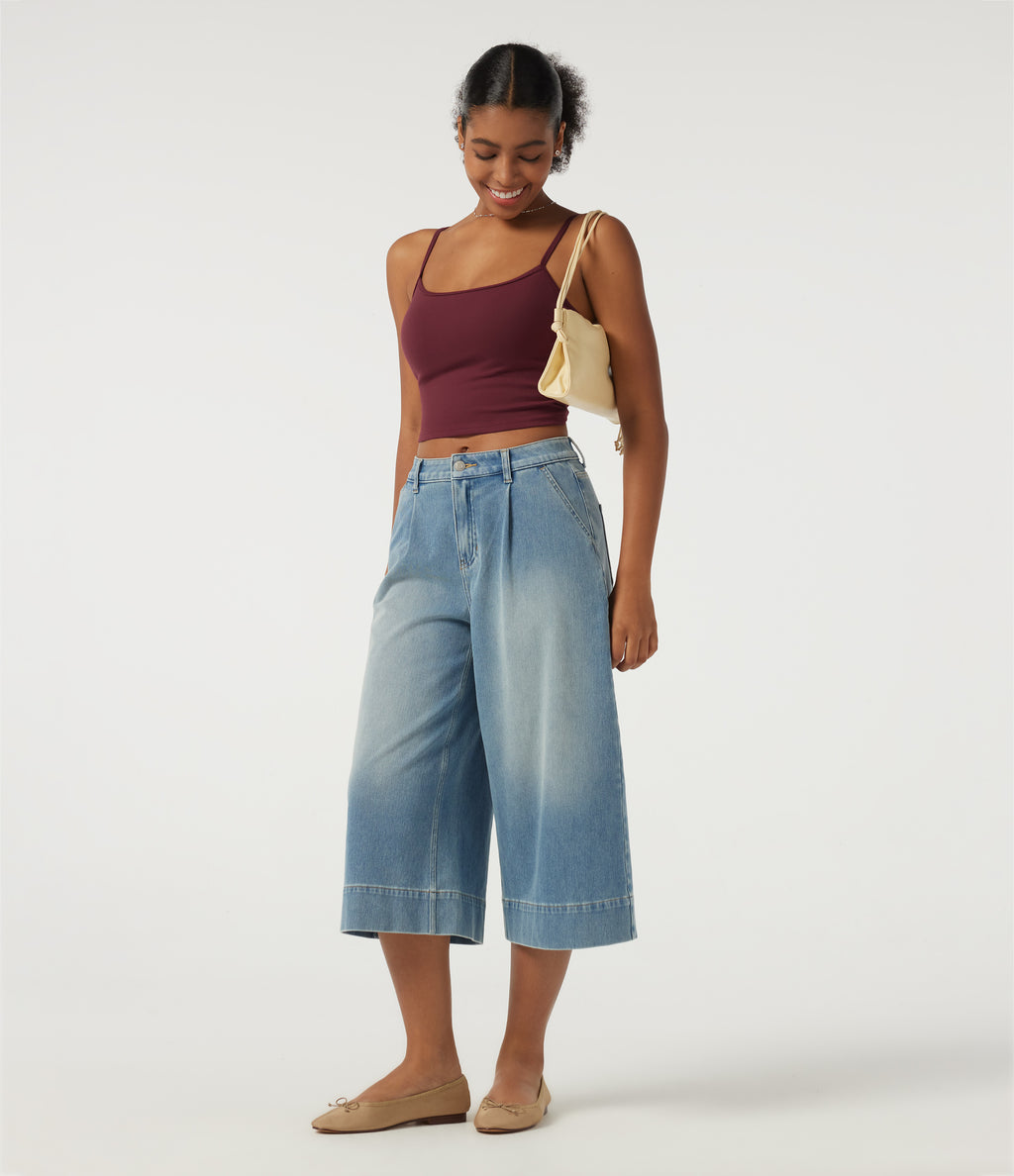 Scoop Neck Casual Cami Tank Top with Built-in Bra — Deep Wine — view 8