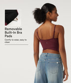Scoop Neck Casual Cami Tank Top with Built-in Bra — Deep Wine — view 1