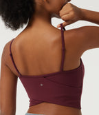 Scoop Neck Casual Cami Tank Top with Built-in Bra — Deep Wine — view 7
