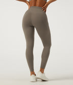 High Waisted Tummy Control Skinny Training Leggings with Pockets — Dawn Brown — view 2