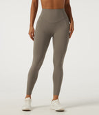 High Waisted Tummy Control Skinny Training Leggings with Pockets — Dawn Brown — view 3