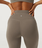 High Waisted Tummy Control Skinny Training Leggings with Pockets — Dawn Brown — view 5