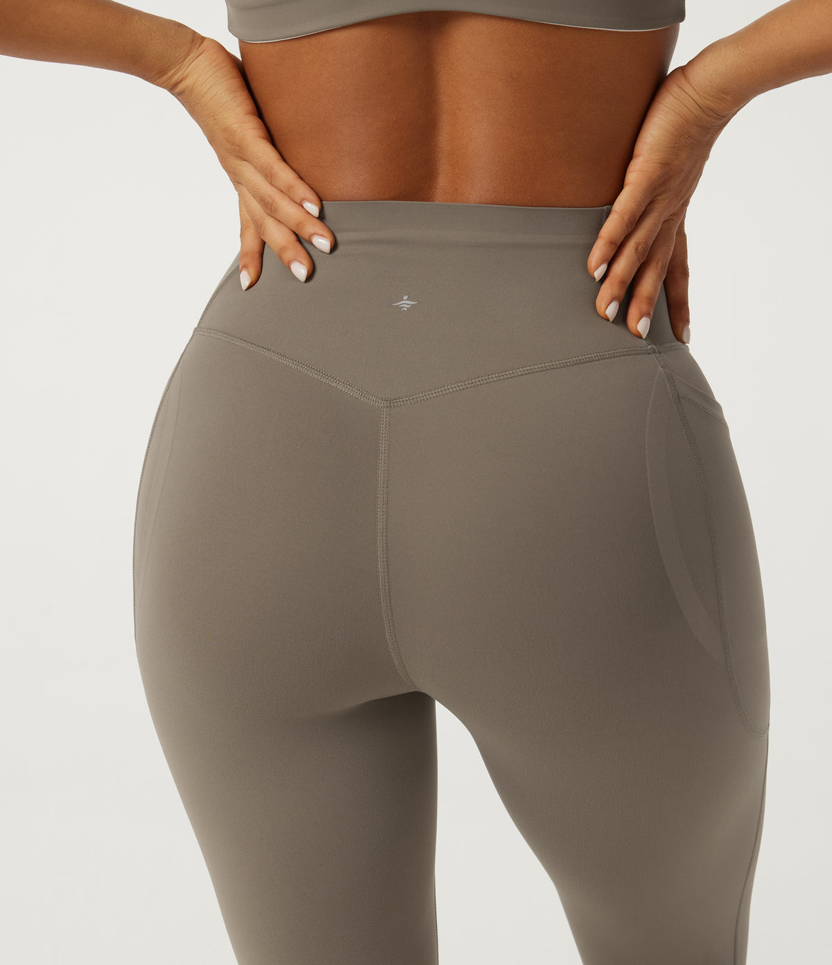 High Waisted Tummy Control Skinny Training Leggings with Pockets — Dawn Brown — view 7