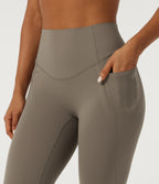 High Waisted Tummy Control Skinny Training Leggings with Pockets — Dawn Brown — view 4