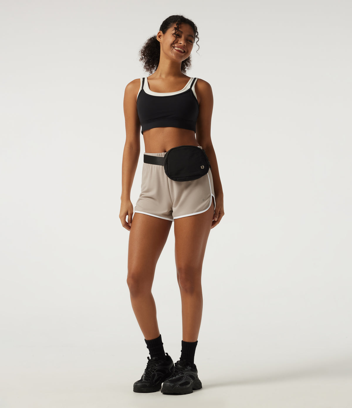 Low Rise Color Block Running Shorts 3" — Chateau Gray — view 5