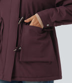 Lapel Long Sleeve Casual Padded Jacket with Pockets — Fig — view 7