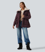 Lapel Long Sleeve Casual Padded Jacket with Pockets — Fig — view 8