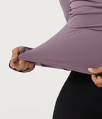 Square Neck Long Sleeve Built-in Bra InstantCool Yoga Sports Top with Thumbholes-UPF50+ — Vintage Violet — view 8