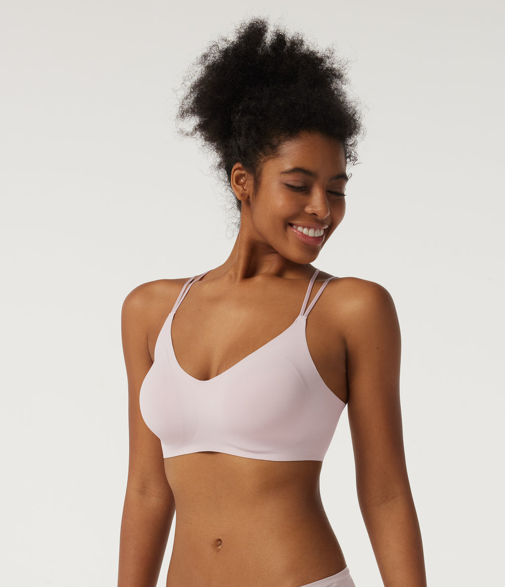 V Neck Adjustable Buckle Casual Bra — Pebble Mist — view 3