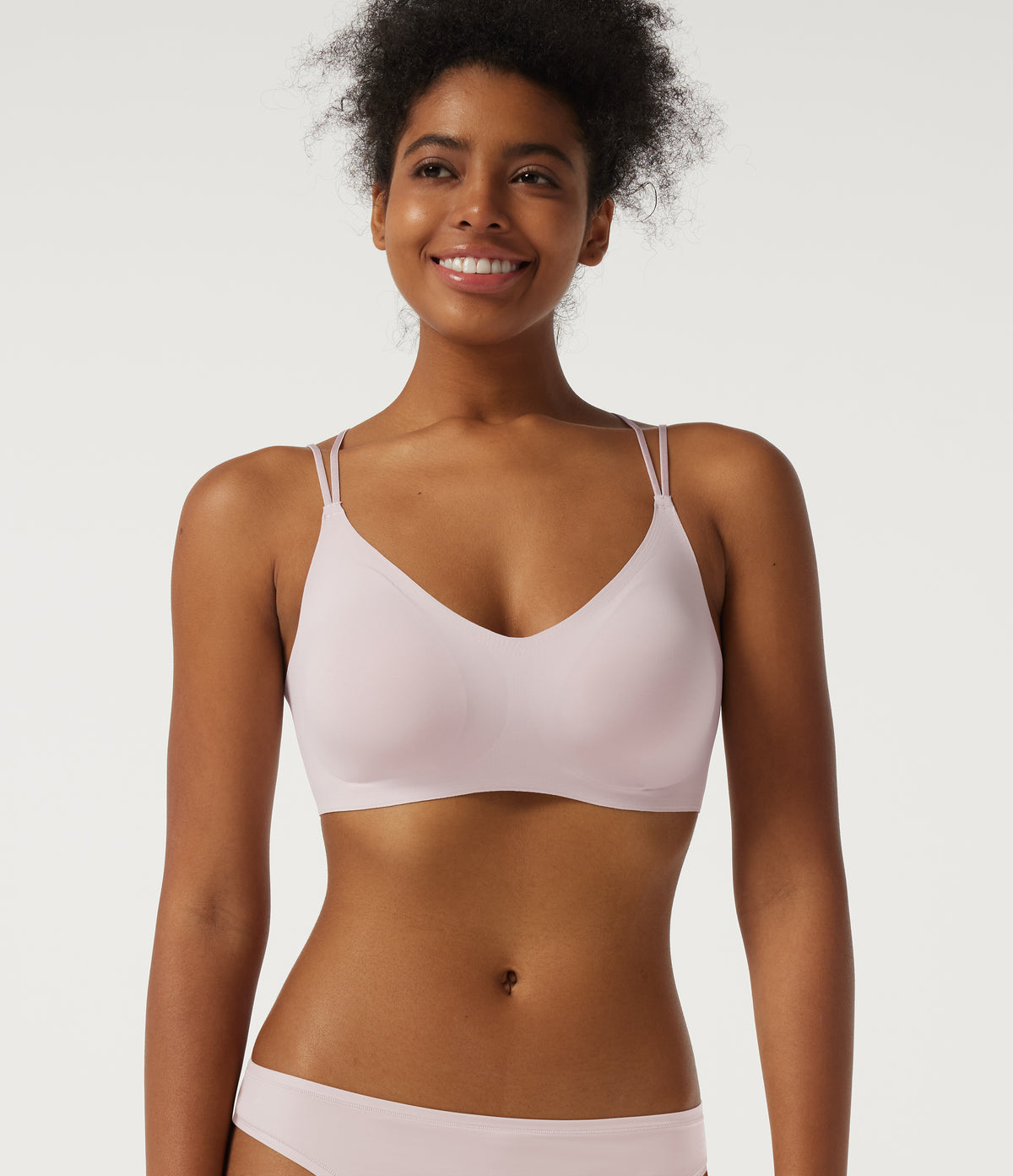 V Neck Adjustable Buckle Casual Bra — Pebble Mist — view 5