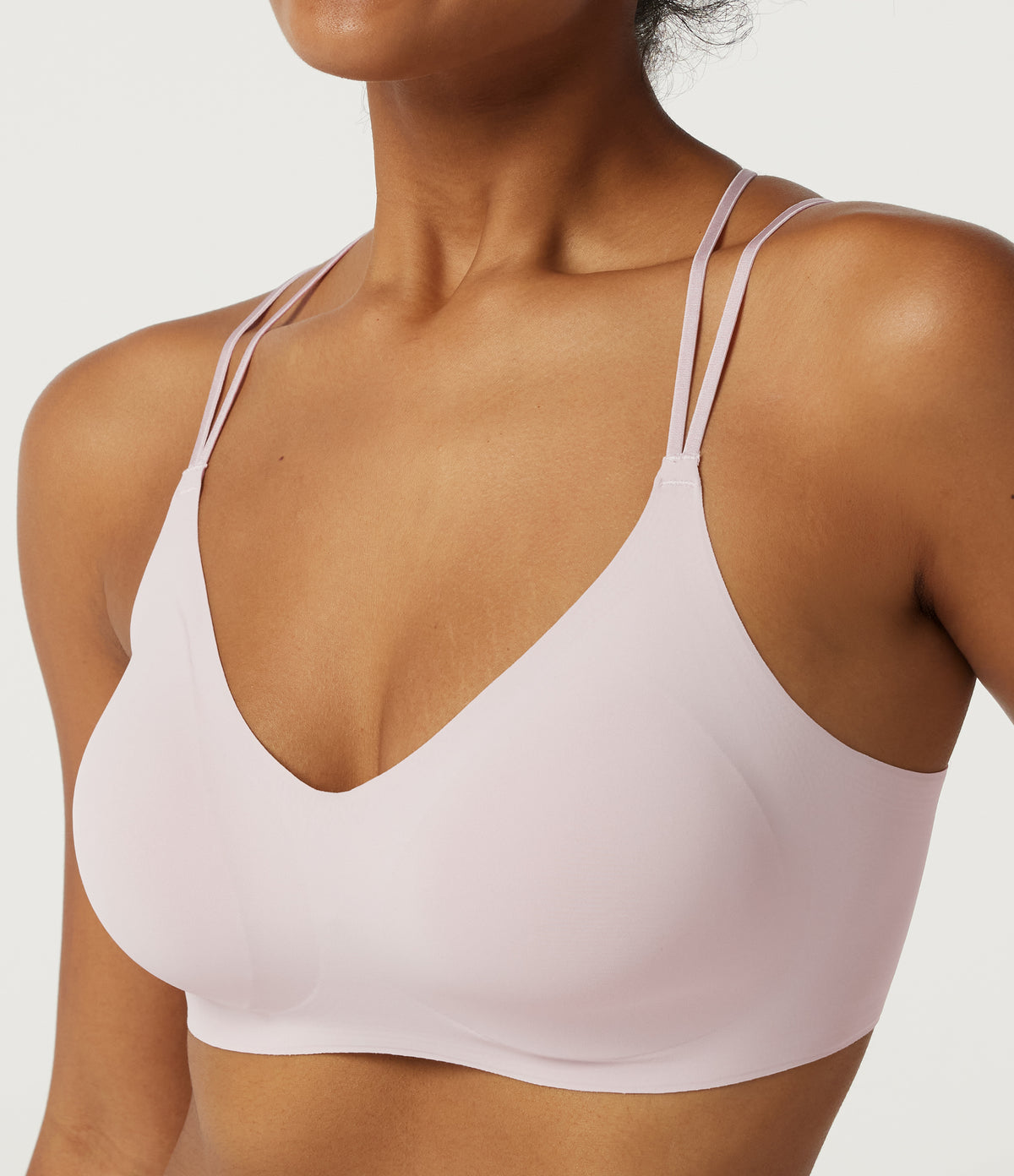 V Neck Adjustable Buckle Casual Bra — Pebble Mist — view 6