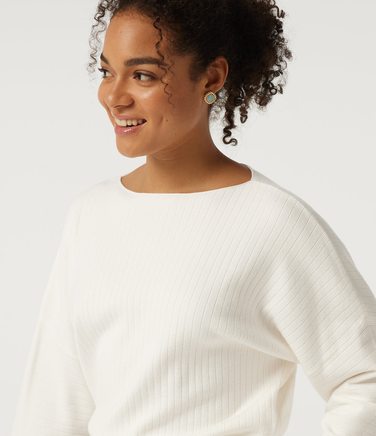 Boat Neck Long Sleeve Work Jumper — Jet Stream — view 5