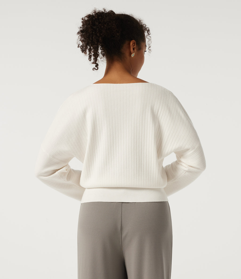 Boat Neck Long Sleeve Work Jumper — Jet Stream — view 2