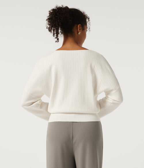 Boat Neck Long Sleeve Work Jumper — Jet Stream — view 2