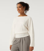 Boat Neck Long Sleeve Work Jumper — Jet Stream — view 3