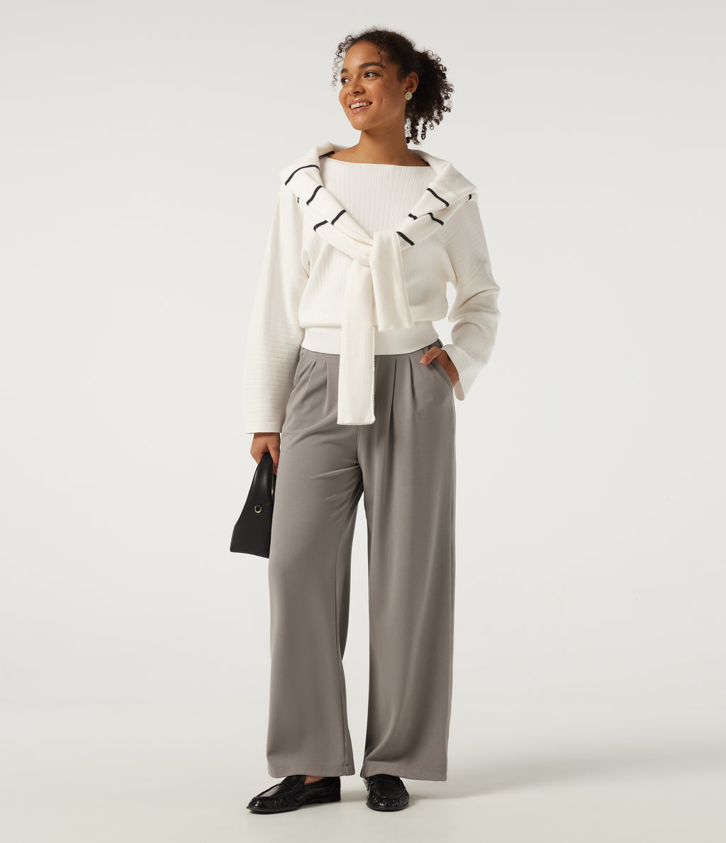 Boat Neck Long Sleeve Work Jumper — Jet Stream — view 6