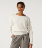 Boat Neck Long Sleeve Work Jumper — Jet Stream — view 1