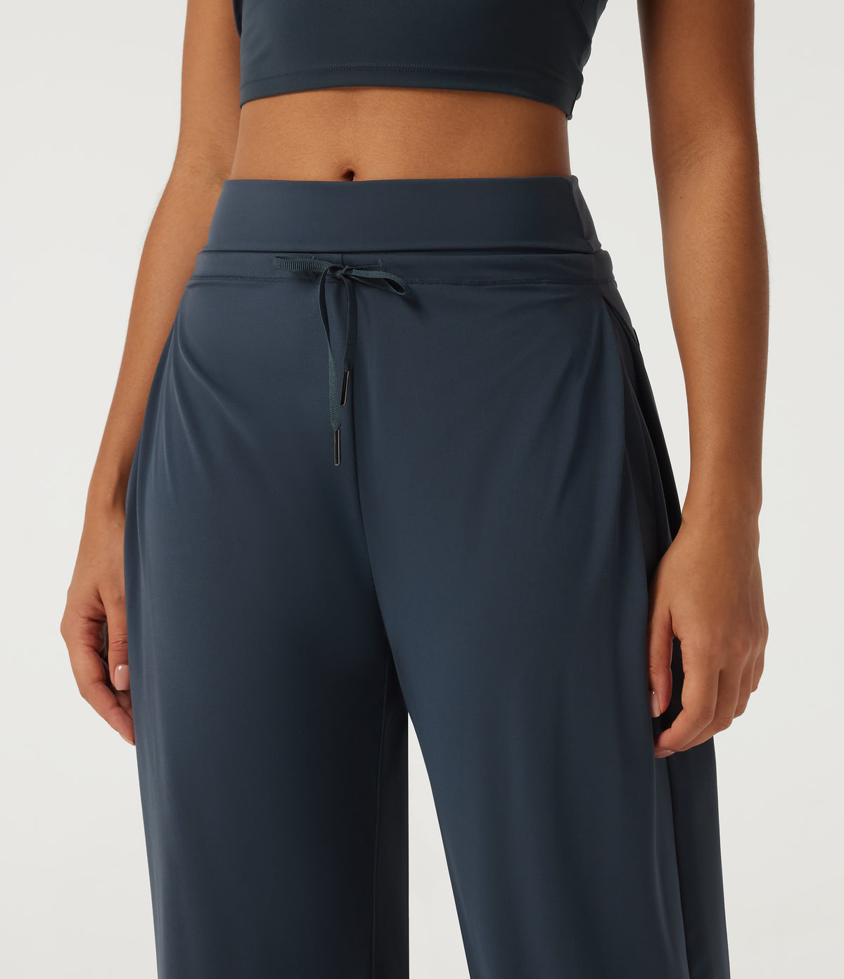 High Waisted Drawstring Running Joggers with Pockets — Carbon — view 4