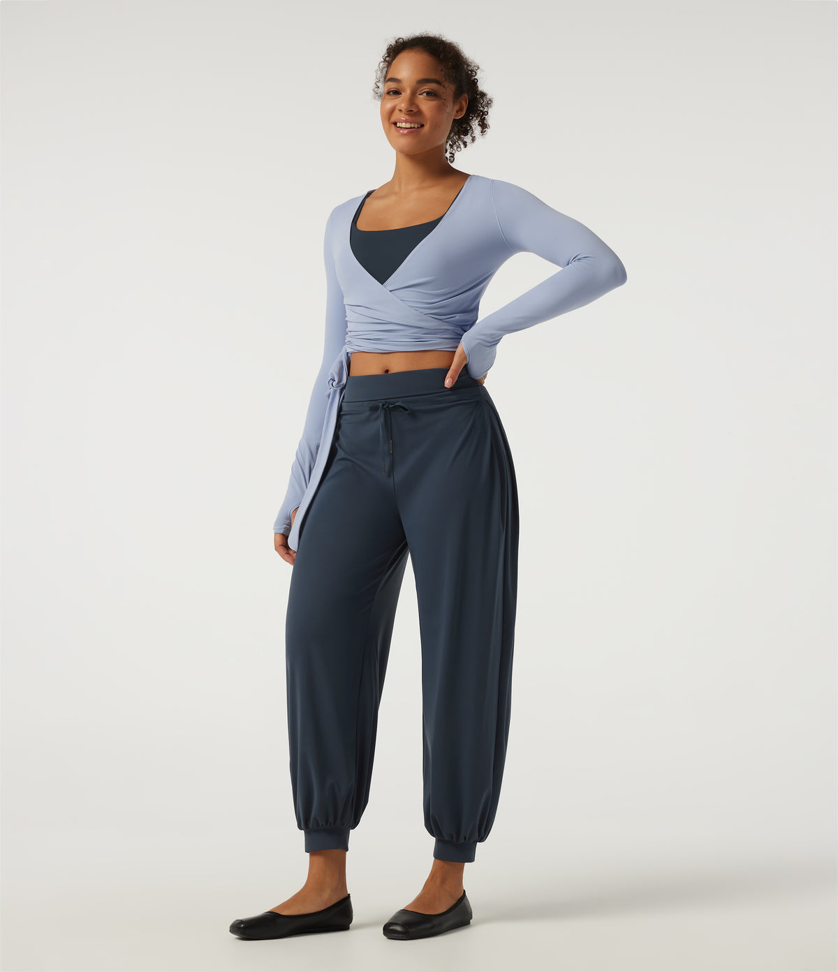 High Waisted Drawstring Running Joggers with Pockets — Carbon — view 8