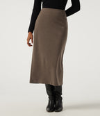 High Waisted Midi Work Pencil Skirt — Walnut Shell — view 1