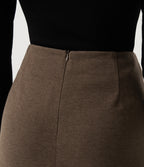 High Waisted Midi Work Pencil Skirt — Walnut Shell — view 5