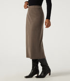 High Waisted Midi Work Pencil Skirt — Walnut Shell — view 3