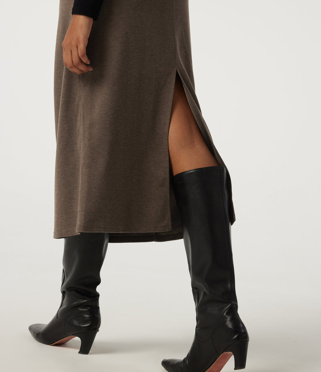 High Waisted Midi Work Pencil Skirt — Walnut Shell — view 6