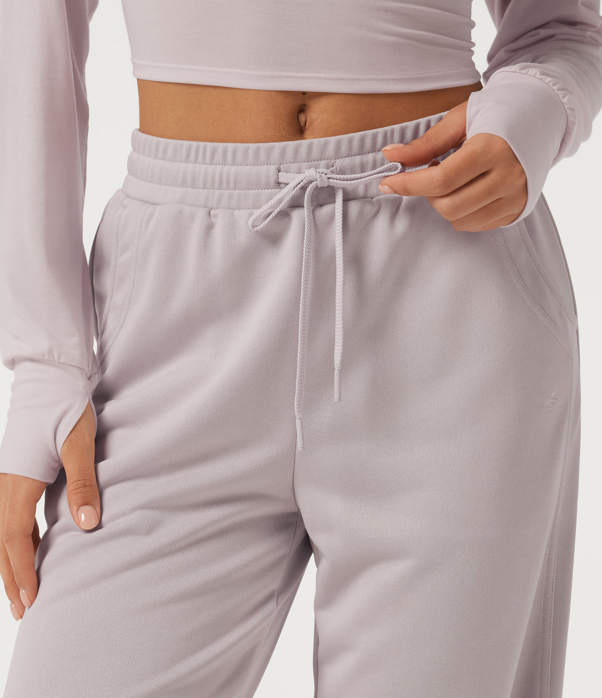Low Rise Drawstring Wide Leg Casual Sweatpants with Pockets — Porcelain Pink — view 4