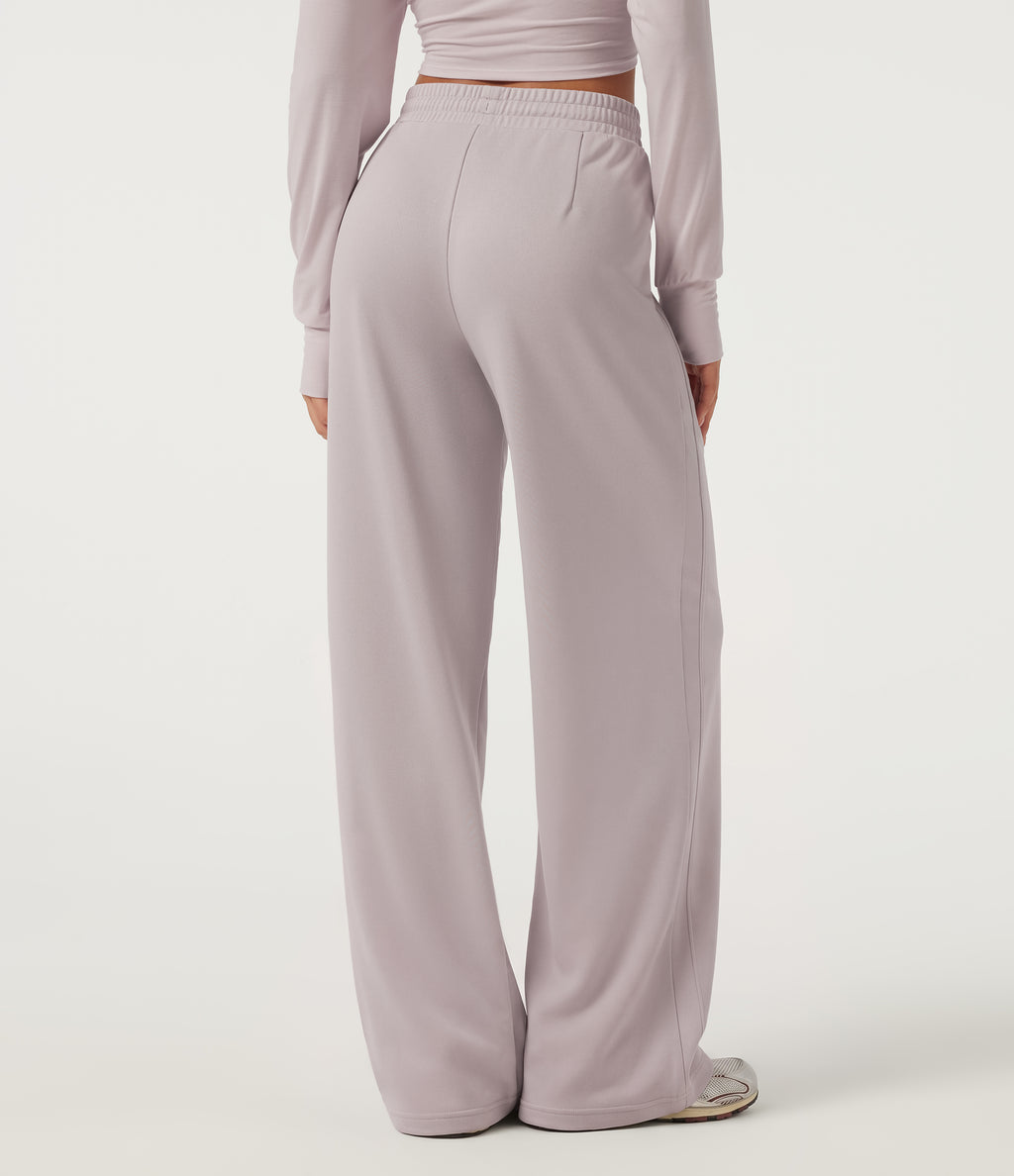 Low Rise Drawstring Wide Leg Casual Sweatpants with Pockets — Porcelain Pink — view 2