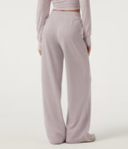 Low Rise Drawstring Wide Leg Casual Sweatpants with Pockets — Porcelain Pink — view 2