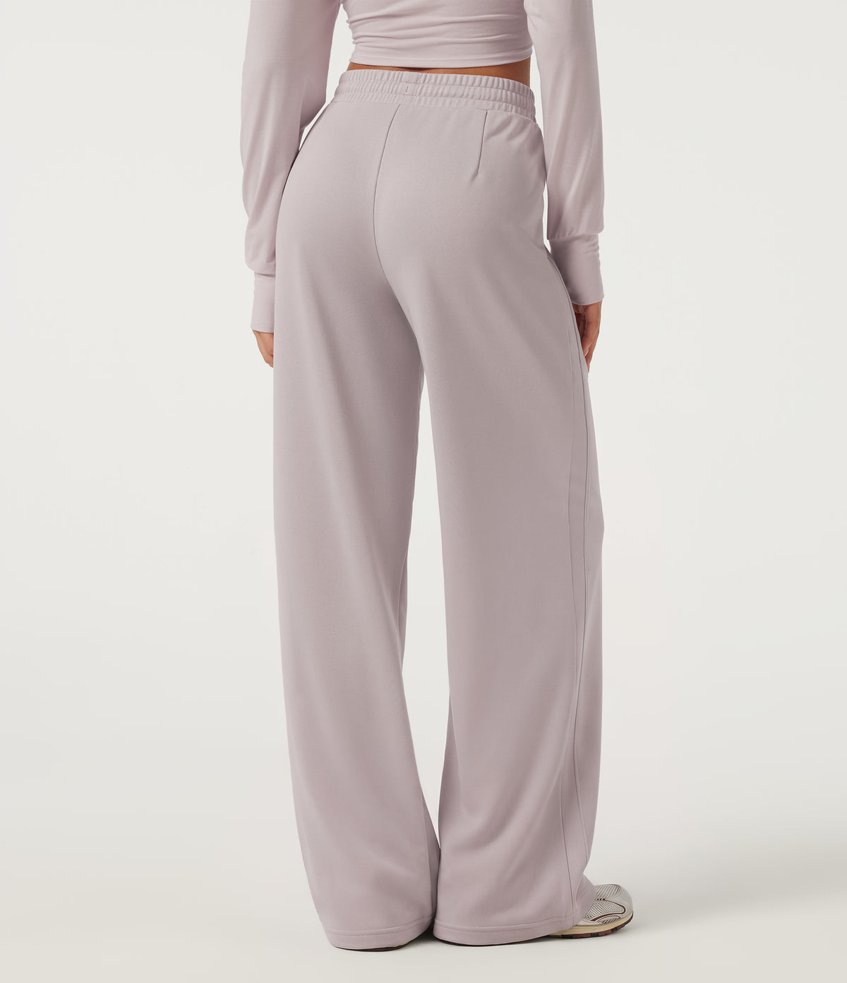Low Rise Drawstring Wide Leg Casual Sweatpants with Pockets — Porcelain Pink — view 2