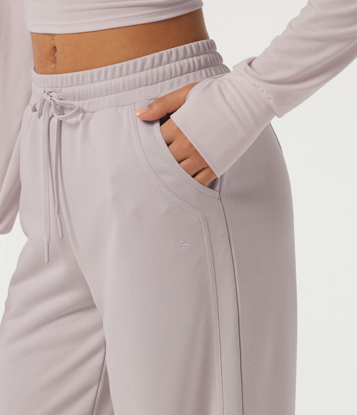 Low Rise Drawstring Wide Leg Casual Sweatpants with Pockets — Porcelain Pink — view 6