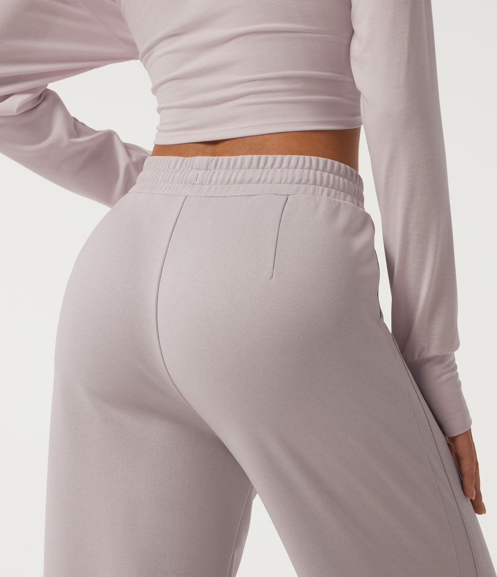 Low Rise Drawstring Wide Leg Casual Sweatpants with Pockets — Porcelain Pink — view 5