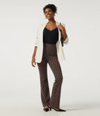 High Waisted Polka Dot Flare Work Trousers with Pockets — Cocoa Confetti — view 6