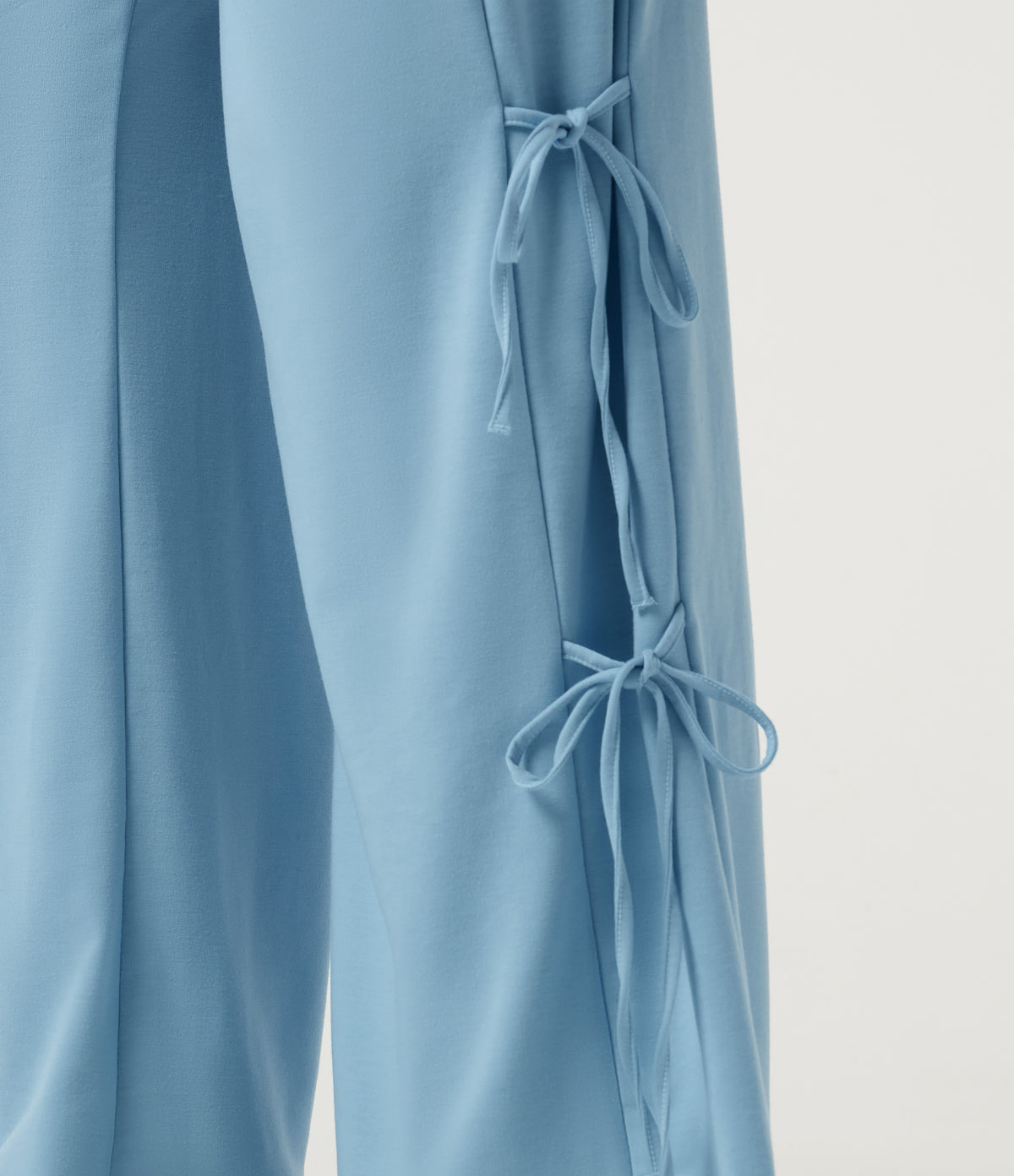 Low Rise Lace Up Wide Leg Casual Sweatpants with Pockets — Airy Blue — view 5