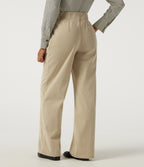 High Waisted Wide Leg Corduroy Casual Trousers with Pockets — Brown Rice — view 2
