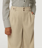 High Waisted Wide Leg Corduroy Casual Trousers with Pockets — Brown Rice — view 5