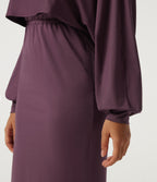 Round Neck Long Sleeve Midi Casual Dress — Plum Wine — view 6