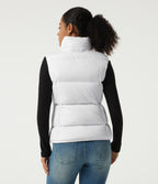 High Neck Quilted Puffer Casual Down Vest with Pockets — Frost White — view 2