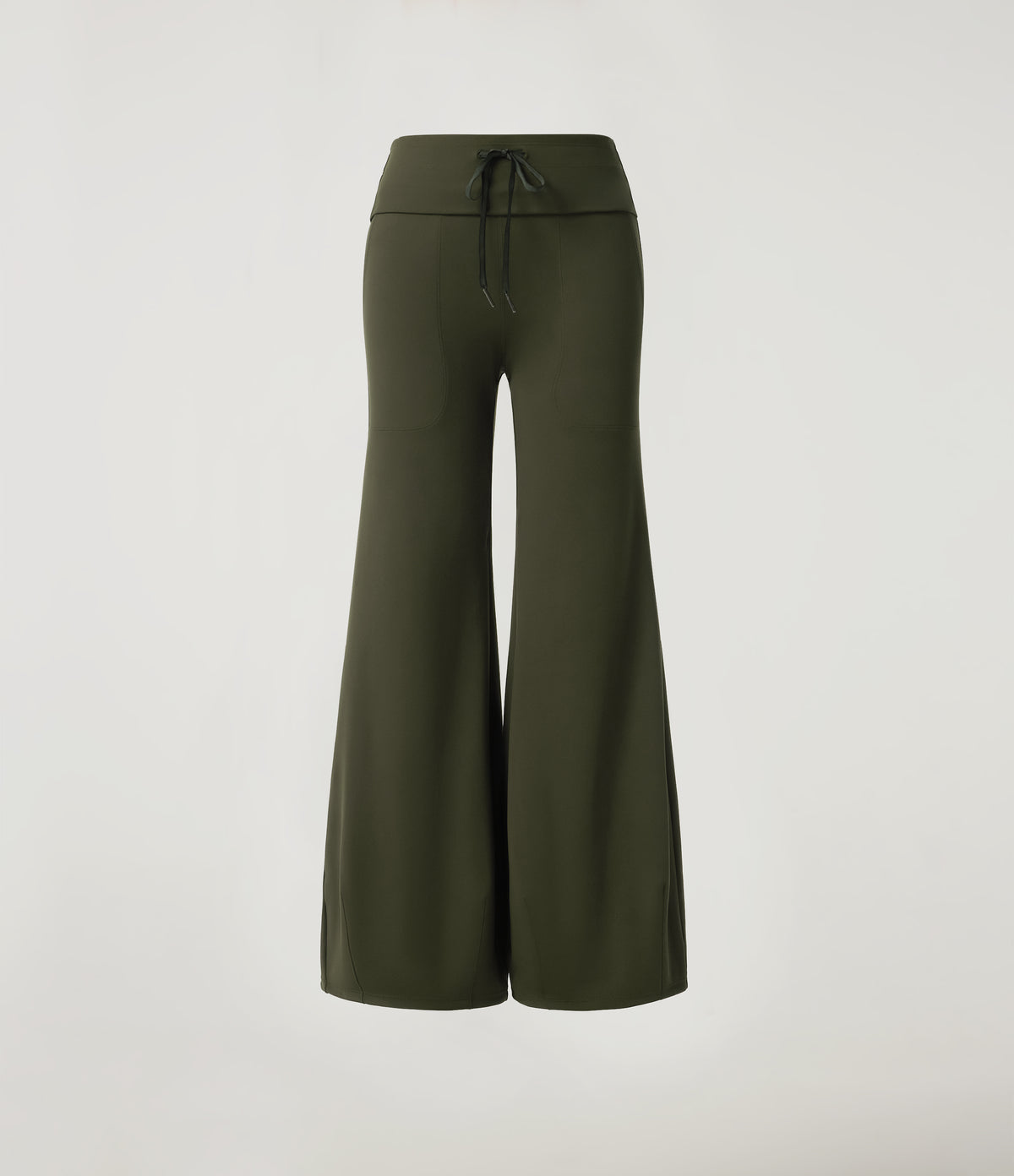 Mid Rise Drawstring Workout Trousers with Pockets — Forest Night — view 8