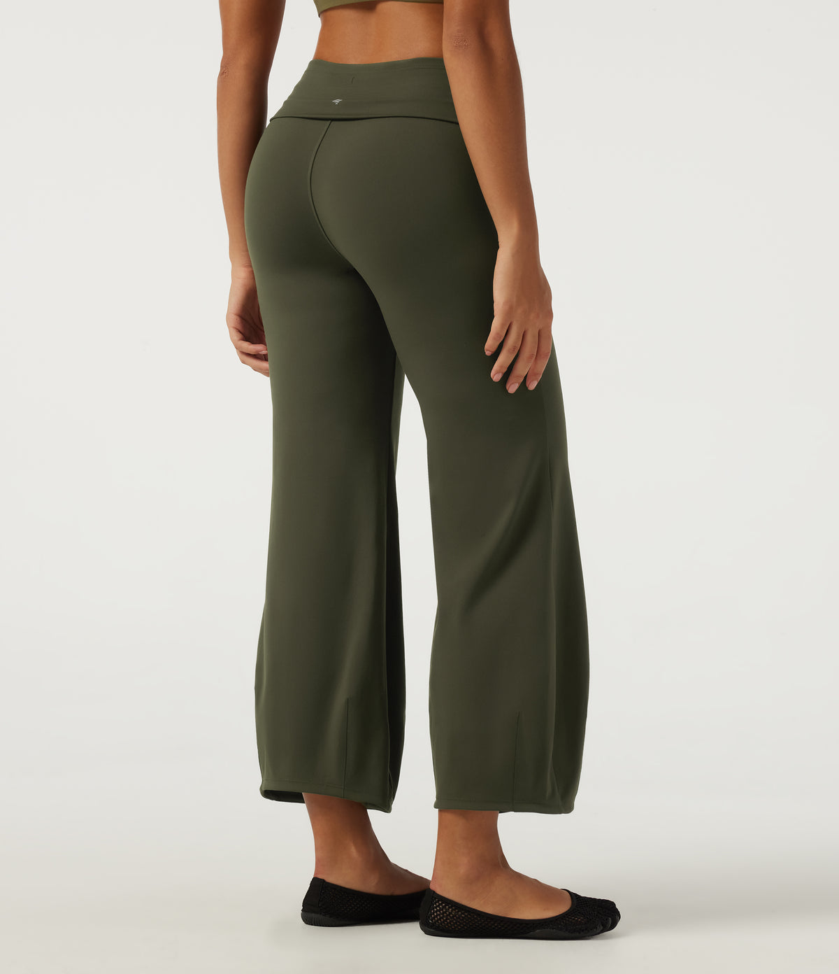 Mid Rise Drawstring Workout Trousers with Pockets — Forest Night — view 2